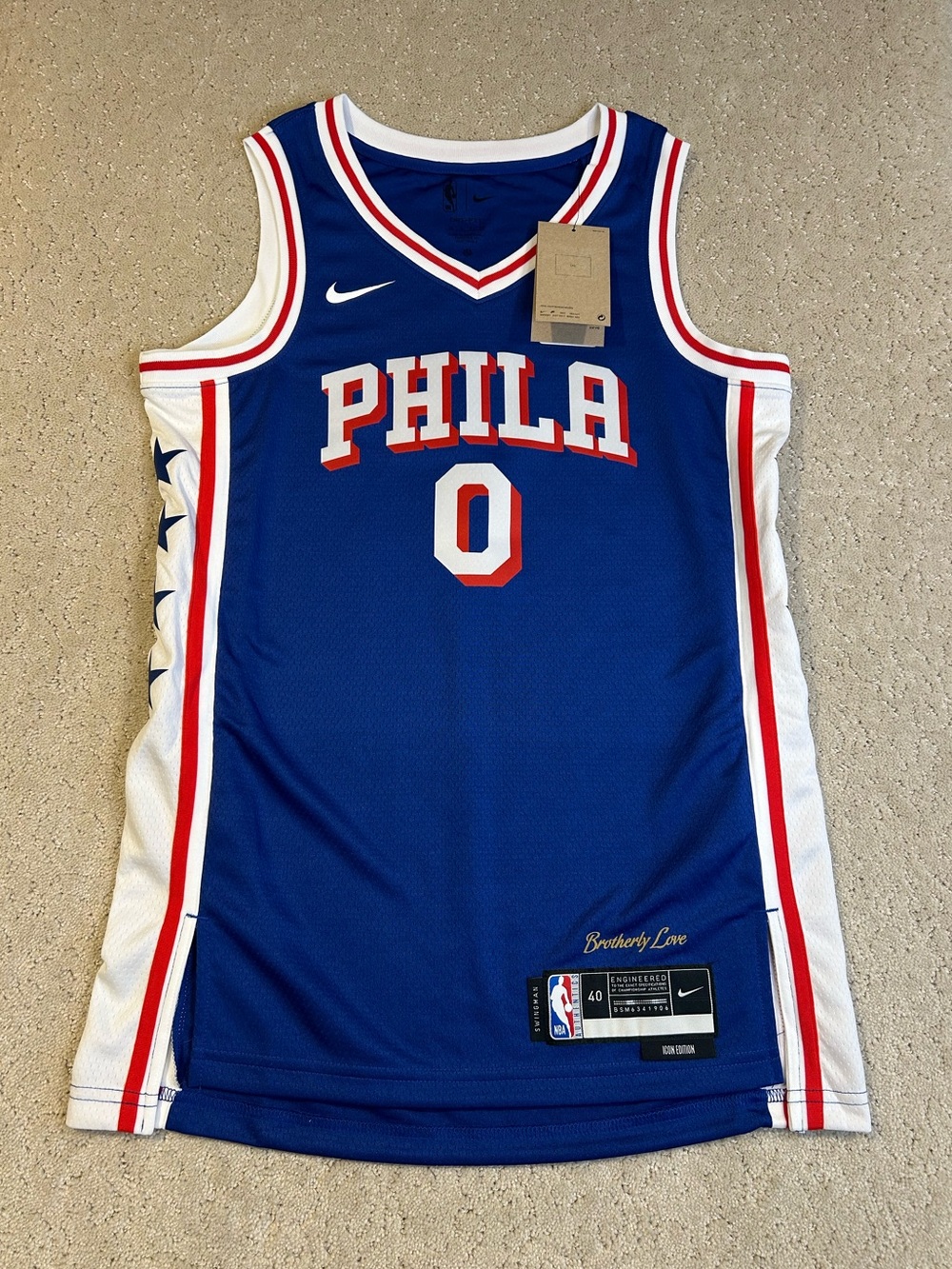 NWT Philadelphia 76ers Jersey Small 52 Mens Maxey Nike Blue